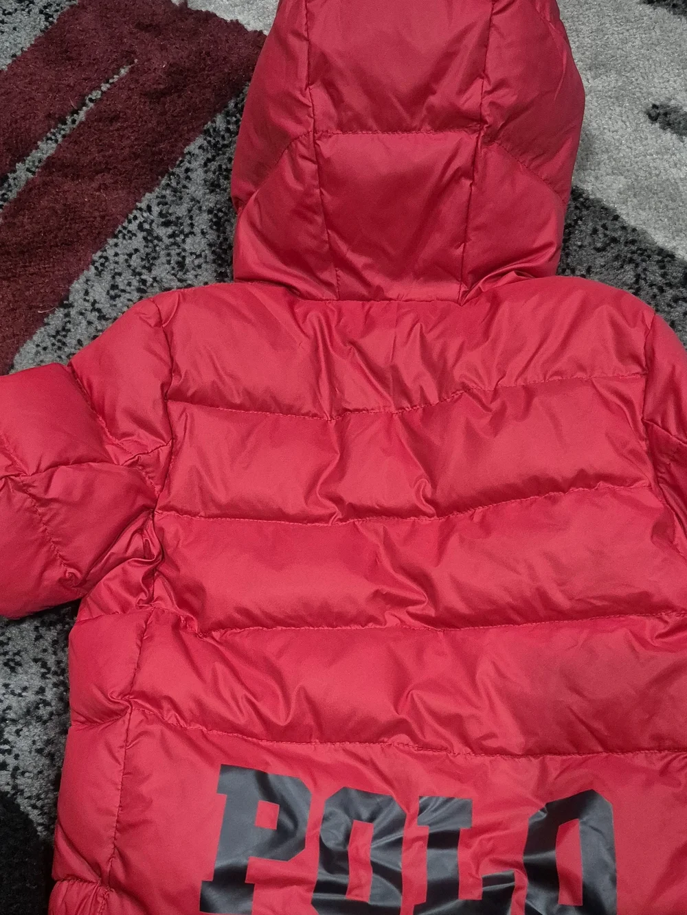 Ralph Lauren Bright Red Quilted Hooded Puffer Jacket for Kids